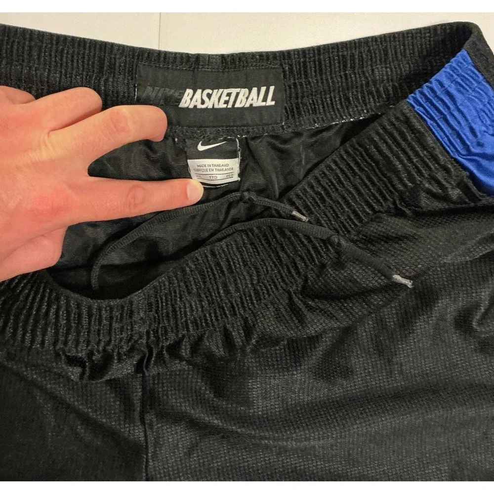 Y2K VTG Nike Basketball Dazzle Shimmer Silky Blk Mesh Shorts Drawstring Mens 2XL - Picture 7 of 7